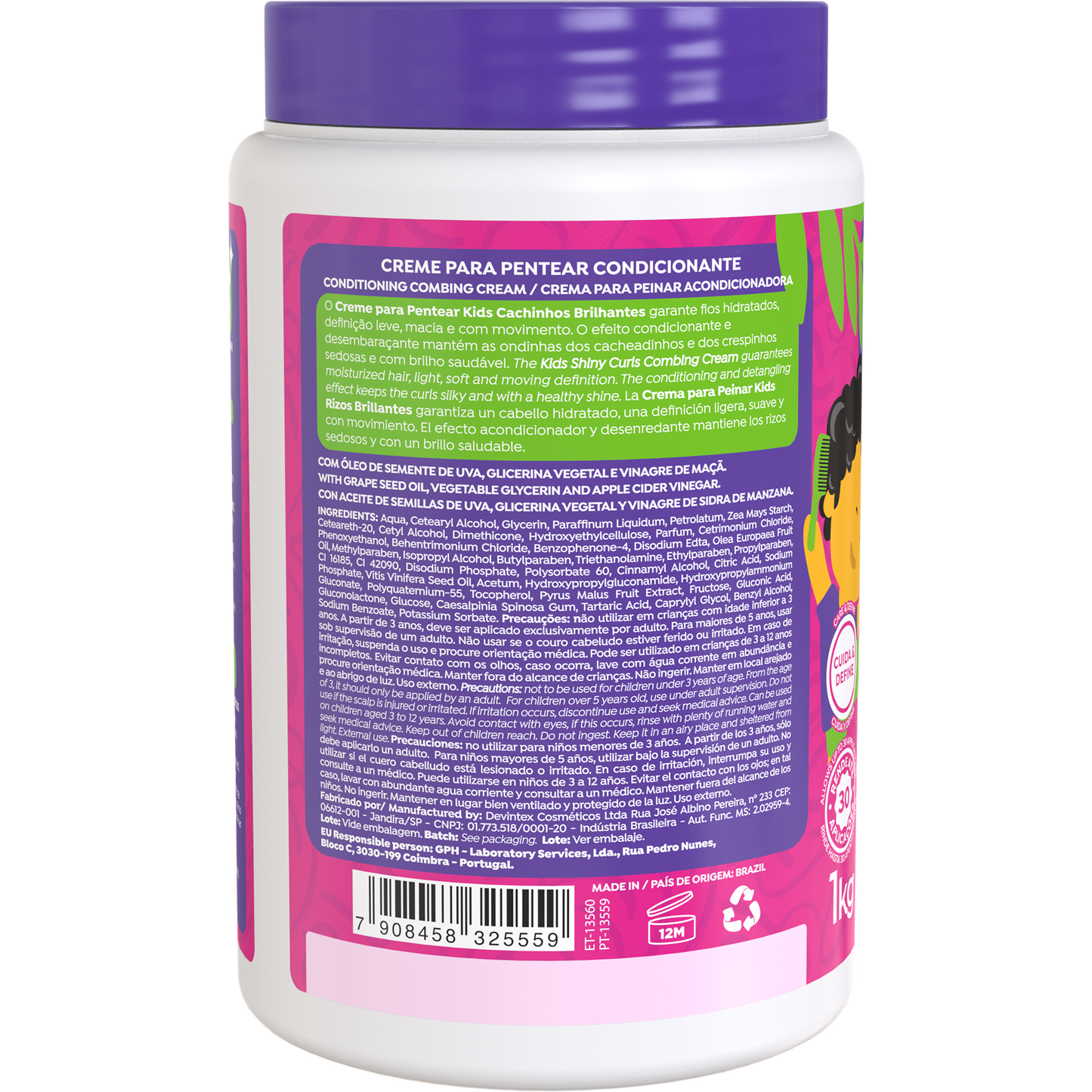 Crema para Peinar Uva Kids Rizos Brillantes 1kg