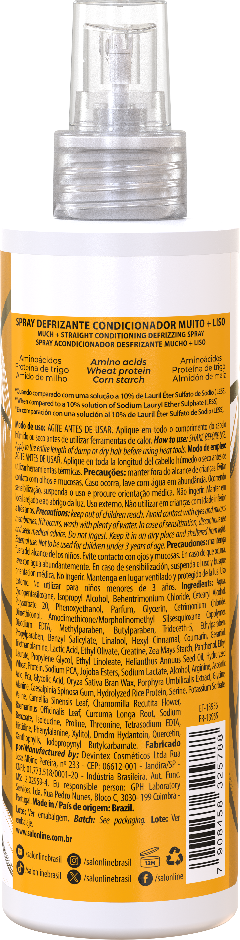 Salon Line SOS Meu Liso Spray Protetor Térmico Muito + Liso 240ml