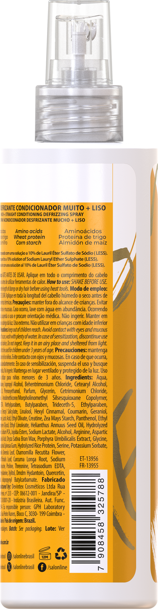 Salon Line SOS Meu Liso Spray Protetor Térmico Muito + Liso 240ml