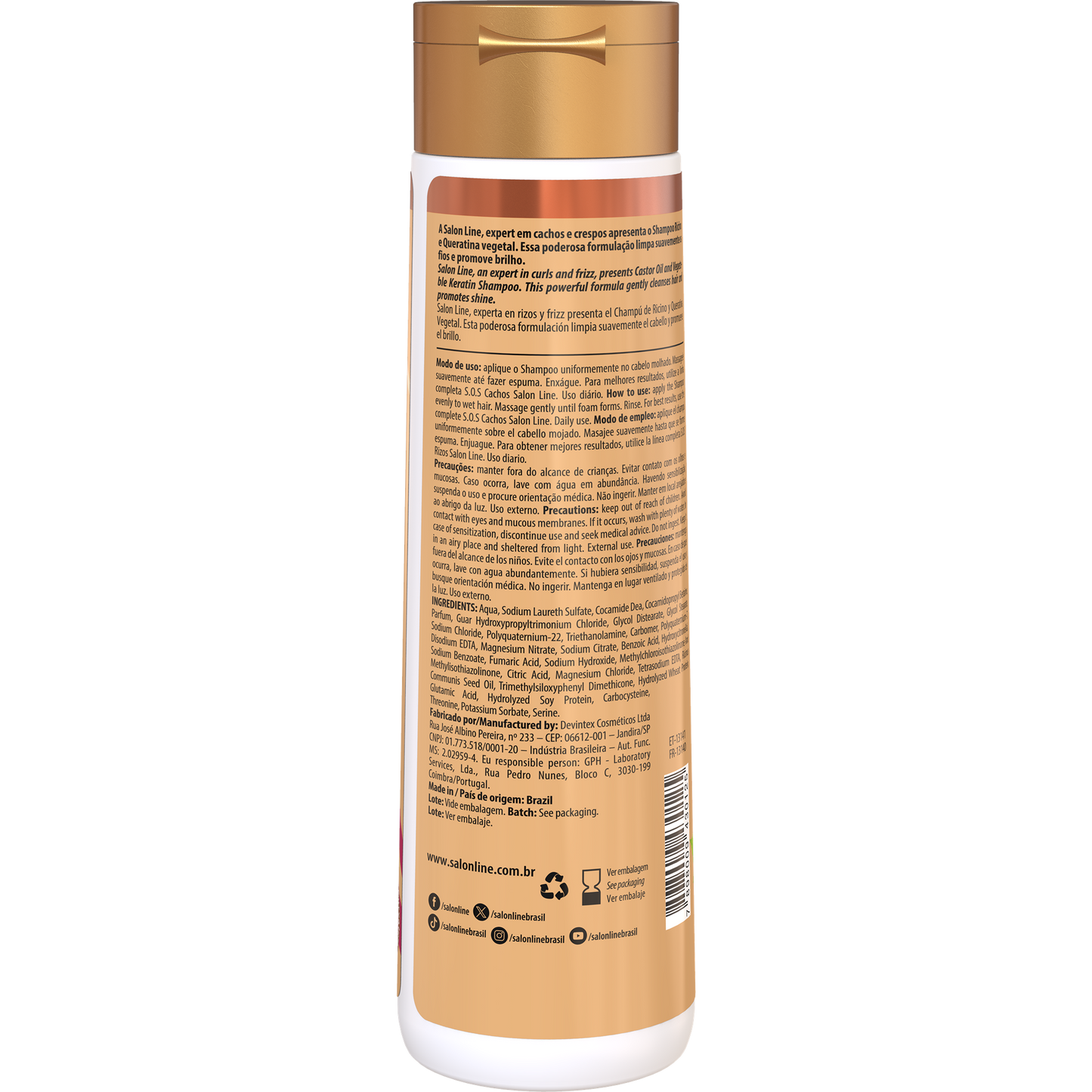 SalonLine Shampoo SOS Ricínio e Queratina 300ml