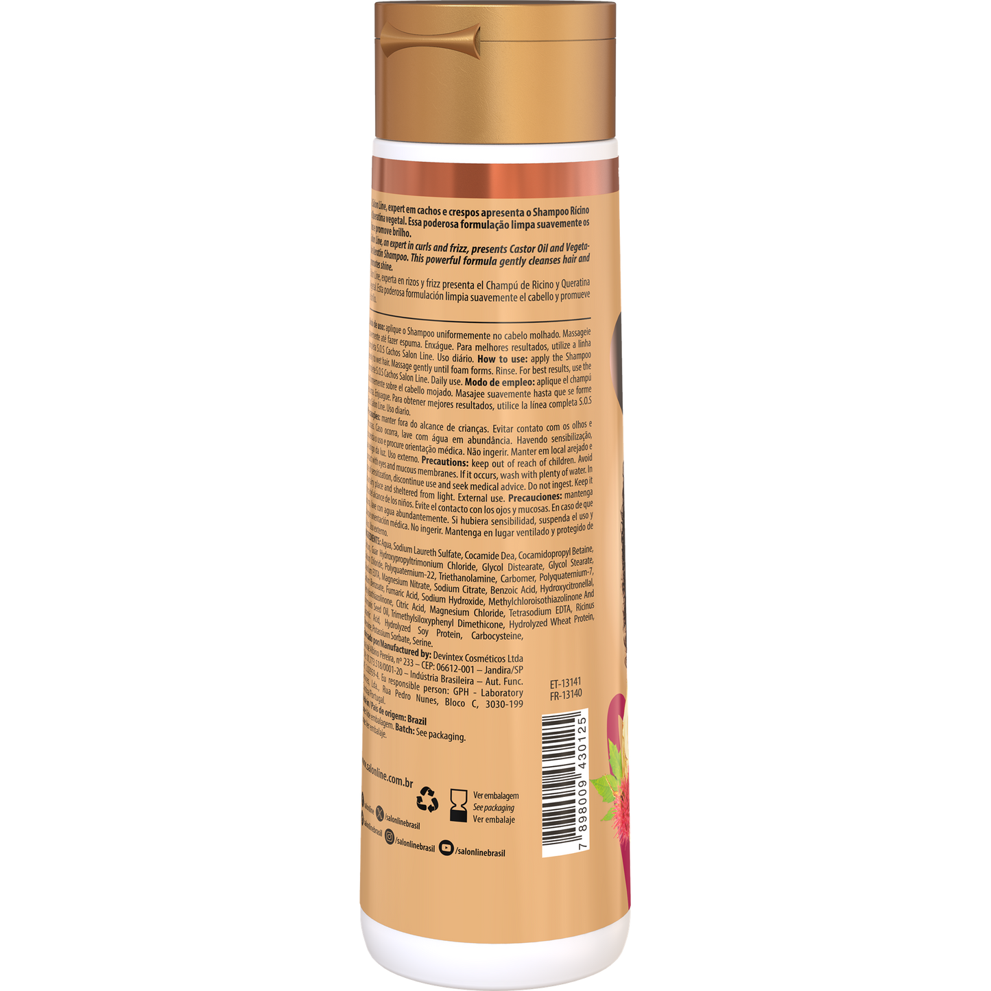 SalonLine Shampoo SOS Ricínio e Queratina 300ml