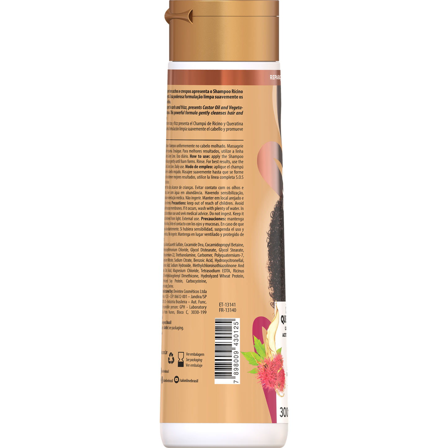 SalonLine Shampoo SOS Ricínio e Queratina 300ml