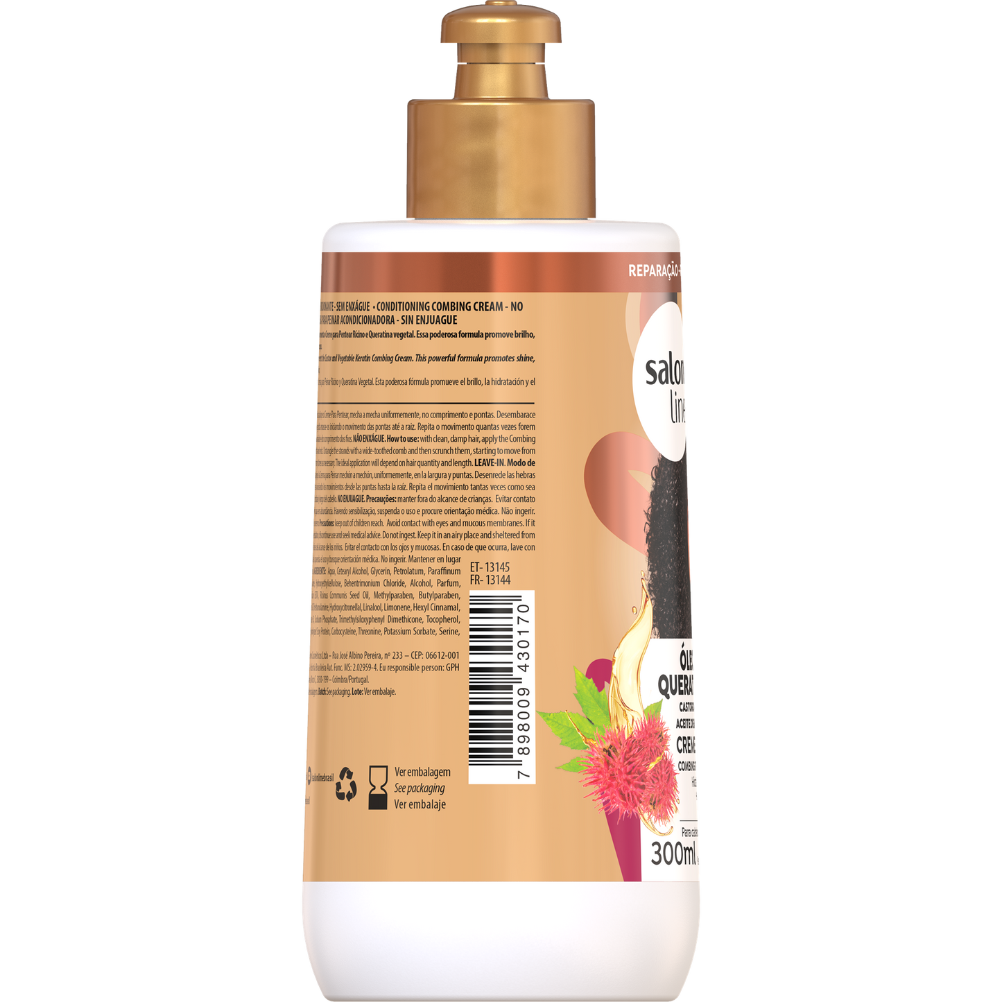 SalonLine SOS Castor Oil and Keratin Leave-In Cream 300ml