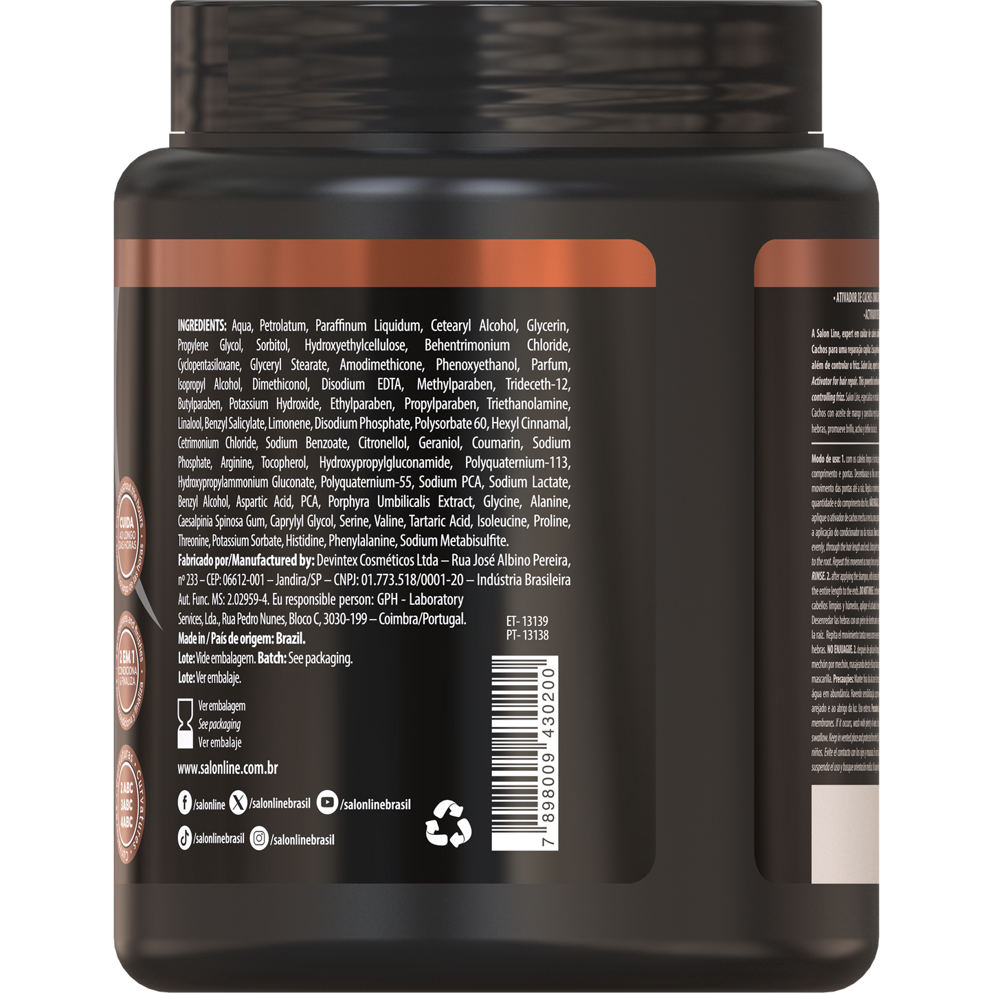 SalonLine Ativador SOS Cachos Arginina Reparação 1kg