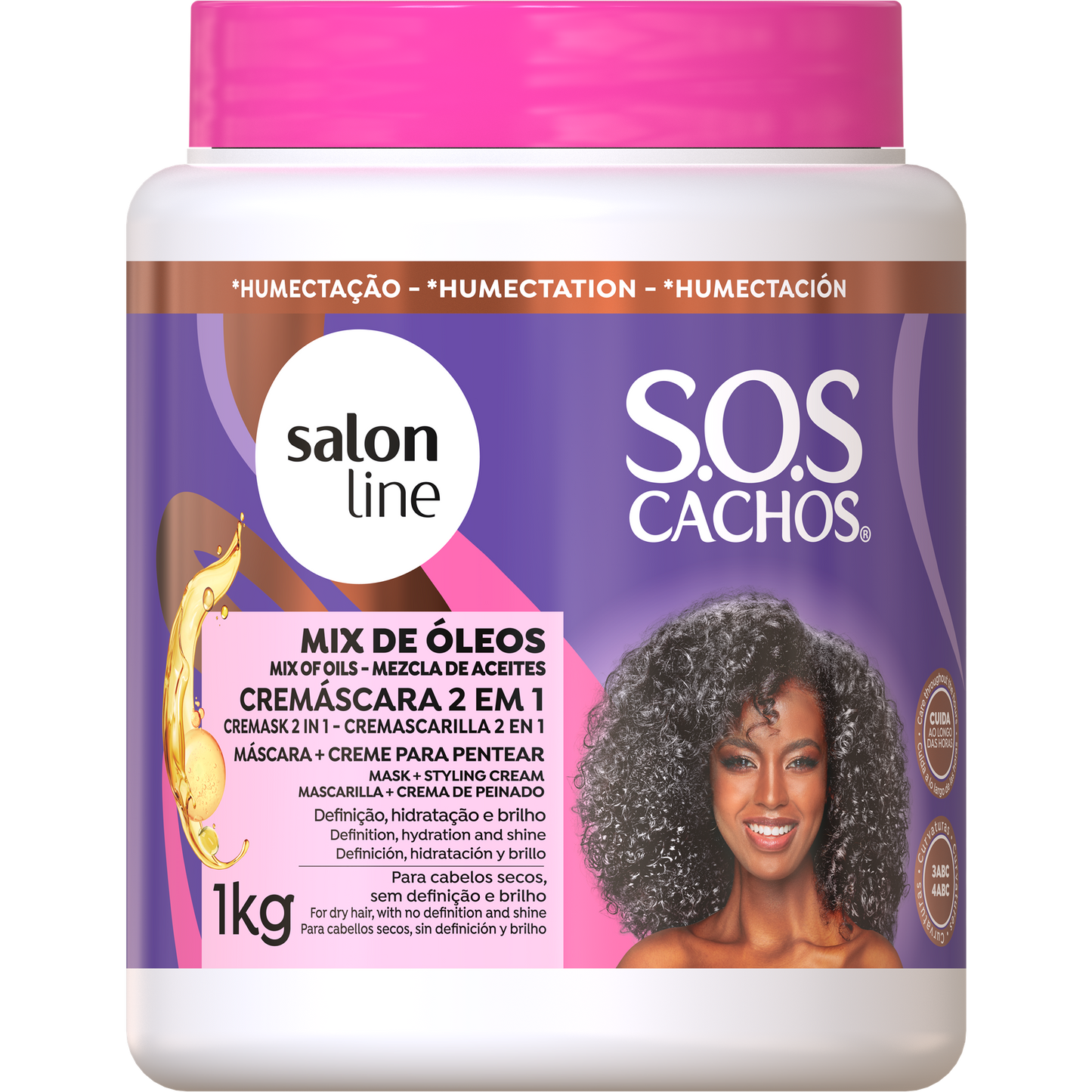 Cremáscara 2 Em 1 Sos Cachos Super Óleos Salon Line 1kg 