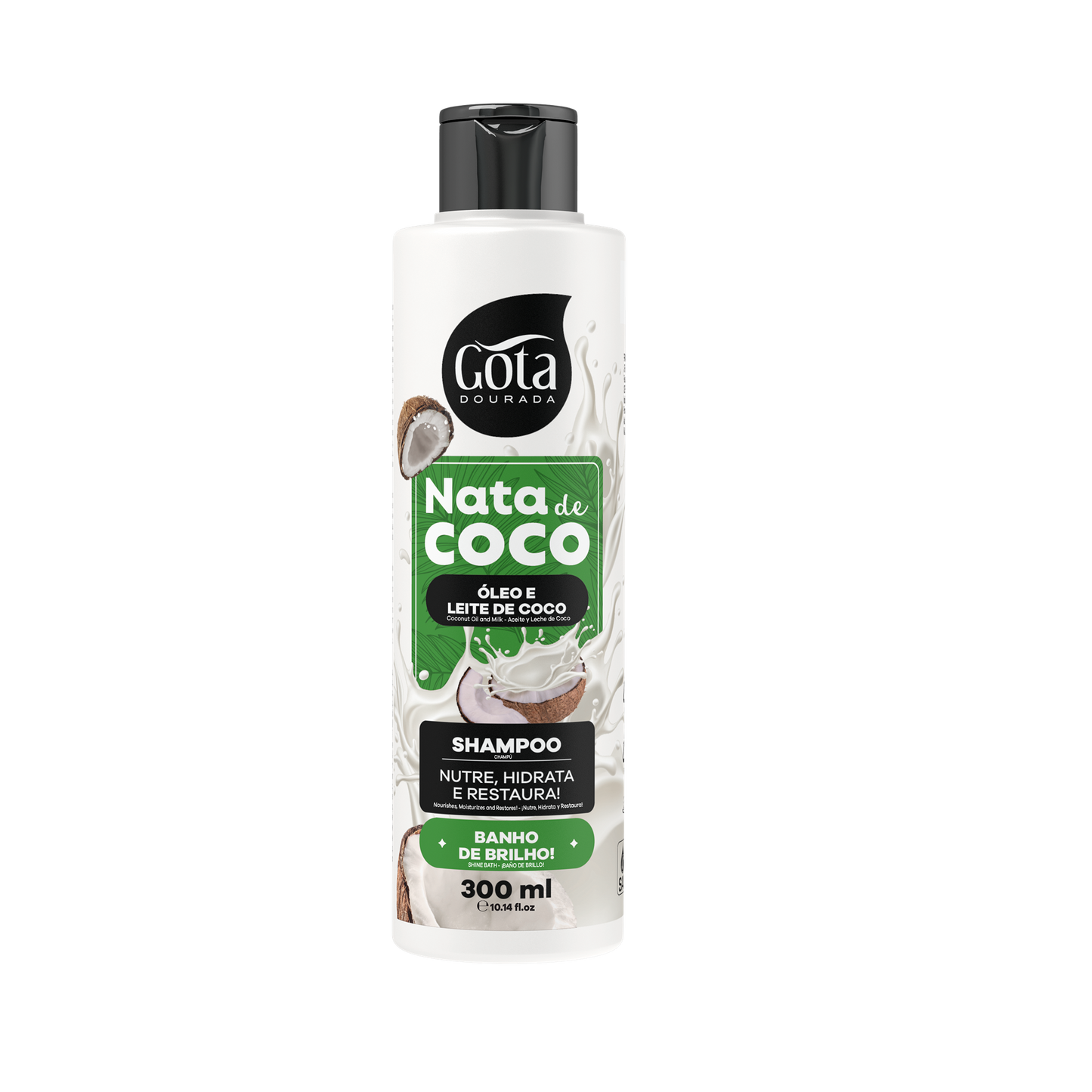 Shampoo Nata de Coco 300ml - Gota Dourada | Armazém da Cosmética